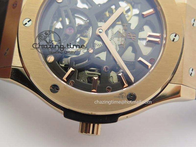 Classic Fusion Tourbillon 45mm RG TF Best Edition Skeleton Dial On Black Gummy Strap A23J