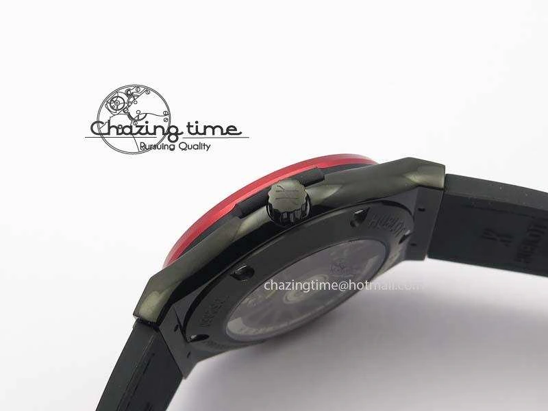 Classic Fusion Tourbillon 45mm TF Best Edition Red Bezel Skeleton Dial On Gummy Strap A23J