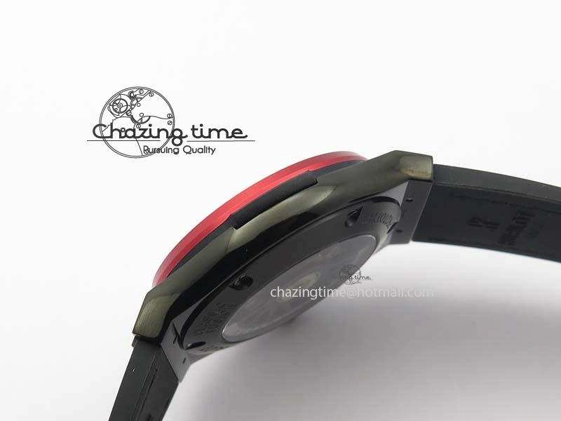 Classic Fusion Tourbillon 45mm TF Best Edition Red Bezel Skeleton Dial On Gummy Strap A23J