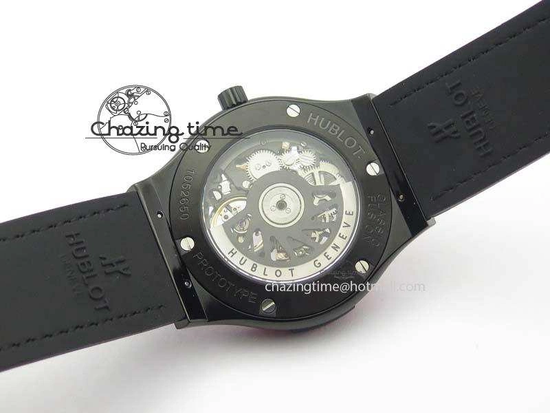 Classic Fusion Tourbillon 45mm TF Best Edition Red Bezel Skeleton Dial On Gummy Strap A23J