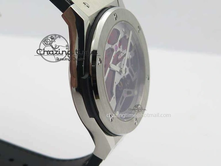 Classic Fusion Tourbillon 45mm TF Best Edition Red Skeleton Dial On Black Gummy Strap A23J