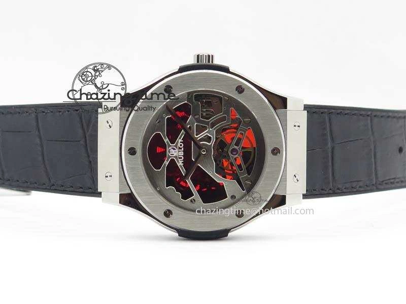 Classic Fusion Tourbillon 45mm TF Best Edition Red Skeleton Dial On Black Gummy Strap A23J