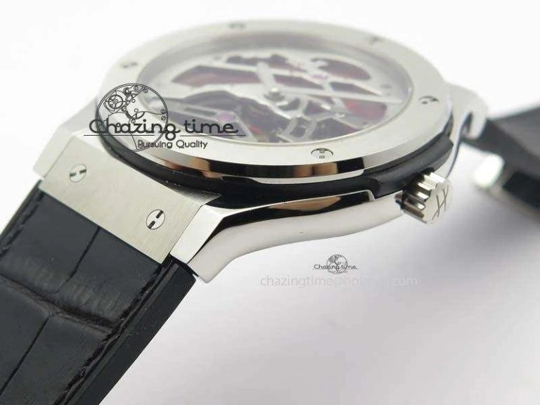 Classic Fusion Tourbillon 45mm TF Best Edition Red Skeleton Dial On Black Gummy Strap A23J