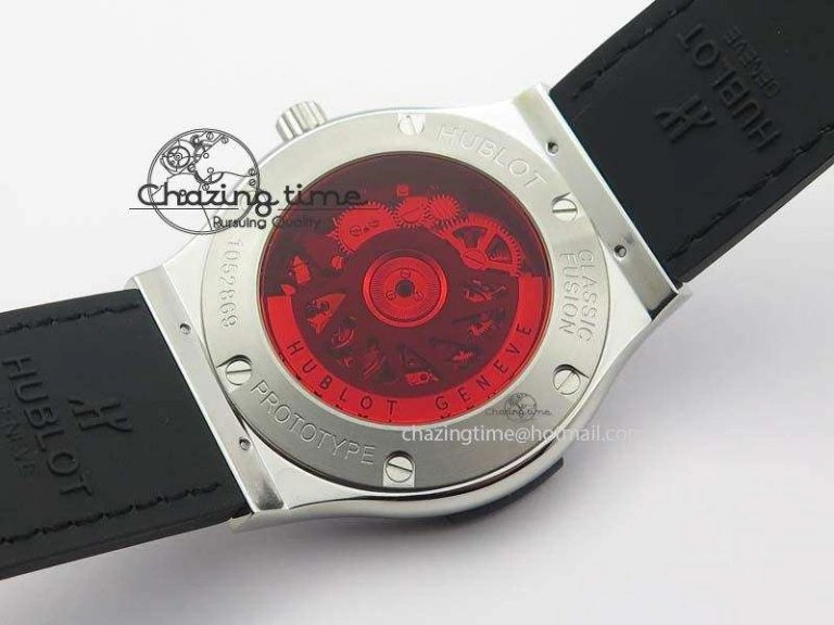 Classic Fusion Tourbillon 45mm TF Best Edition Red Skeleton Dial On Black Gummy Strap A23J