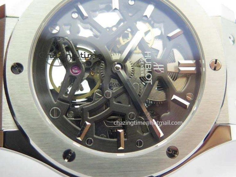 Classic Fusion Tourbillon 45mm TF Best Edition Skeleton Dial On Black Gummy Strap A23J