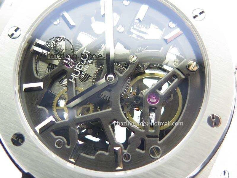 Classic Fusion Tourbillon 45mm TF Best Edition Skeleton Dial On Black Gummy Strap A23J