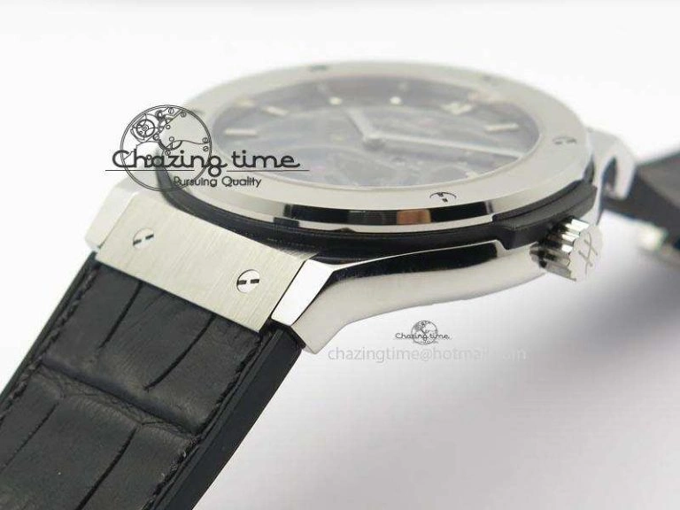 Classic Fusion Tourbillon 45mm TF Best Edition Skeleton Dial On Black Gummy Strap A23J