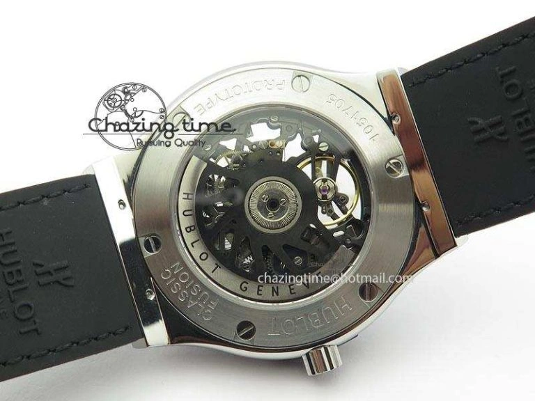 Classic Fusion Tourbillon 45mm TF Best Edition Skeleton Dial On Black Gummy Strap A23J