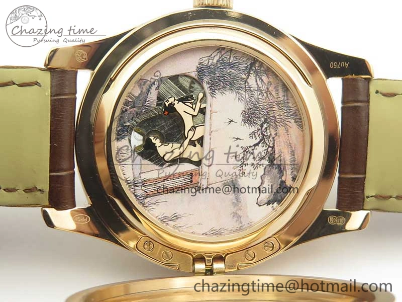 Classic The Erotic Timepiece RG White Dial RG Markers on Brown Leather Strap A23J