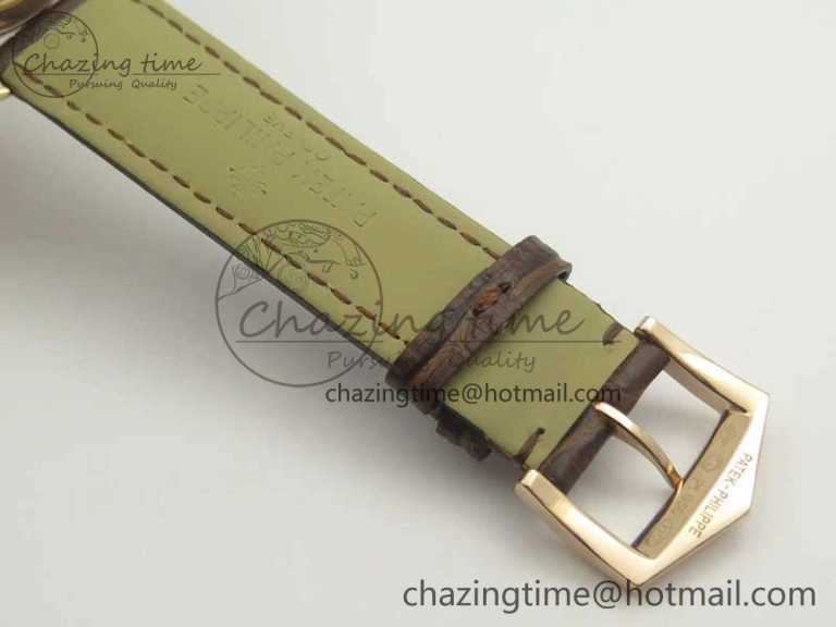 Classic The Erotic Timepiece RG White Dial RG Markers on Brown Leather Strap A23J