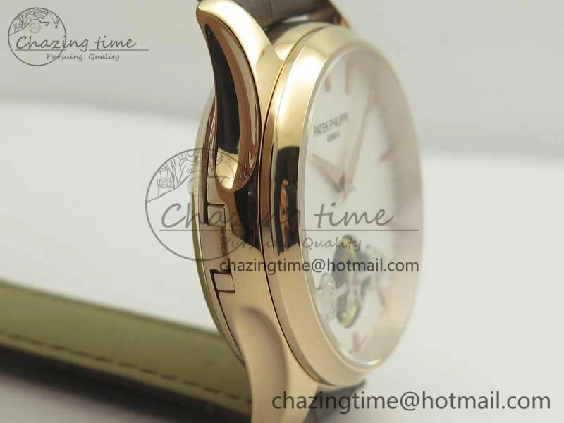 Classic The Erotic Timepiece RG White Dial RG Markers on Brown Leather Strap A23J