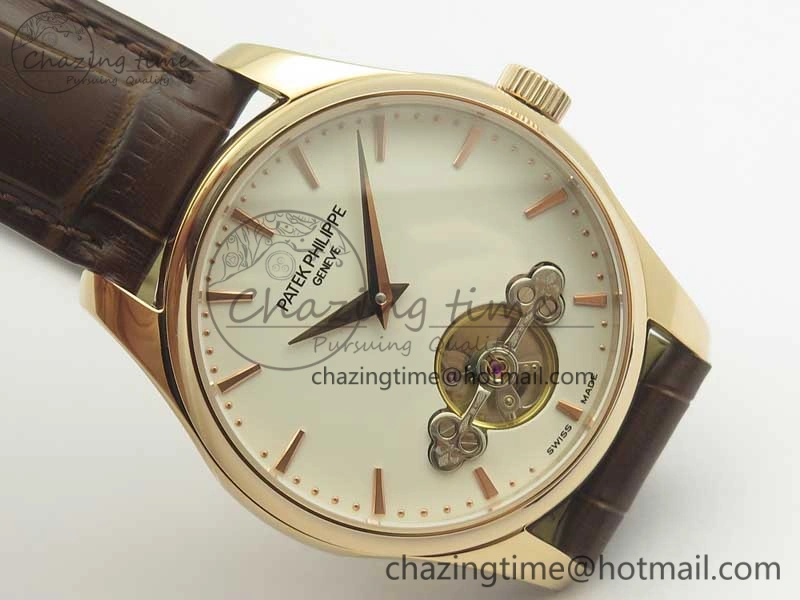 Classic The Erotic Timepiece RG White Dial RG Markers on Brown Leather Strap A23J