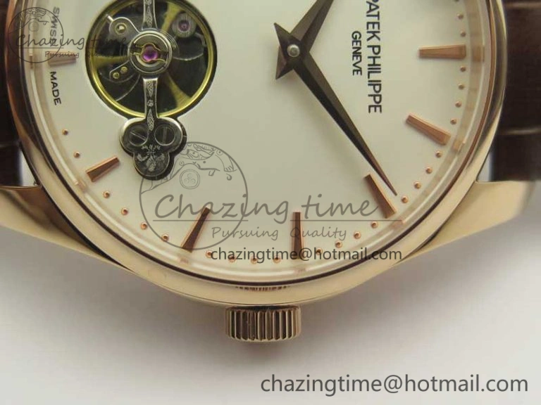 Classic The Erotic Timepiece RG White Dial RG Markers on Brown Leather Strap A23J