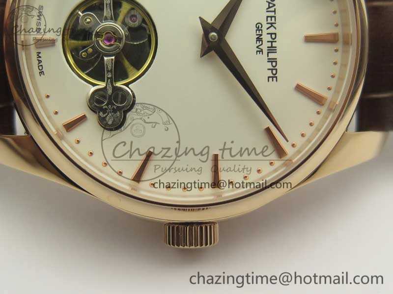 Classic The Erotic Timepiece RG White Dial RG Markers on Brown Leather Strap A23J