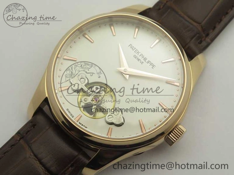 Classic The Erotic Timepiece RG White Dial RG Markers on Brown Leather Strap A23J