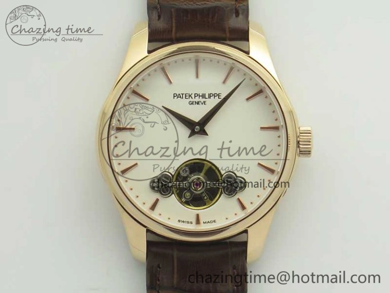Classic The Erotic Timepiece RG White Dial RG Markers on Brown Leather Strap A23J