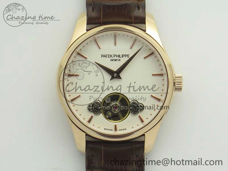 Classic The Erotic Timepiece RG White Dial RG Markers on Brown Leather Strap A23J