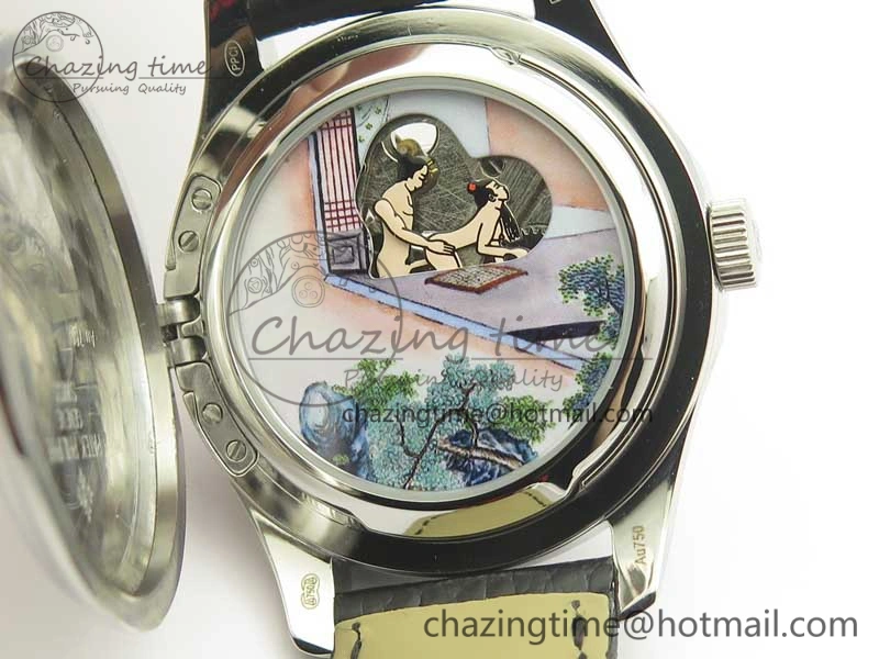 Classic The Erotic Timepiece White Dial SS Markers on Black Leather Strap A23J