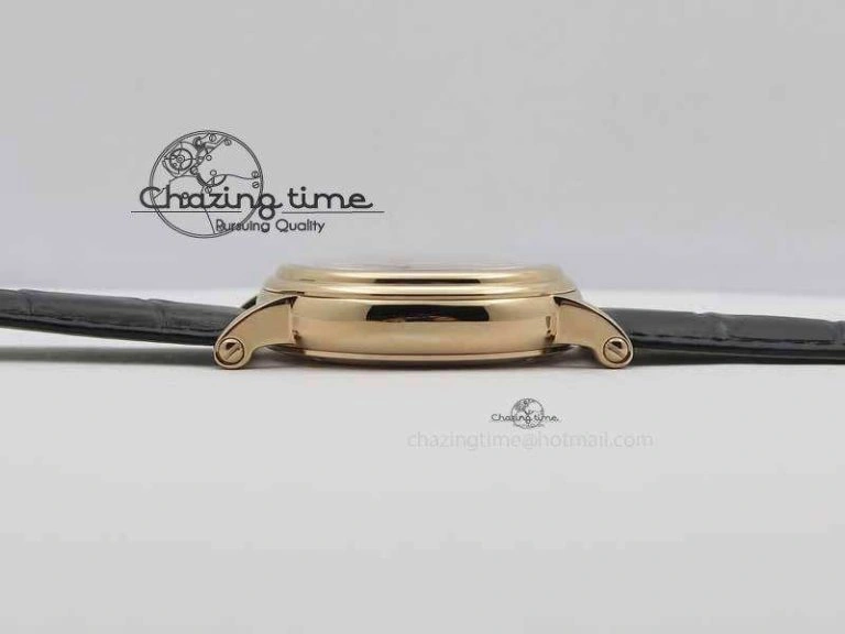Classic Tourbillon Big Date RG White Textured Dial On Black Leather Strap
