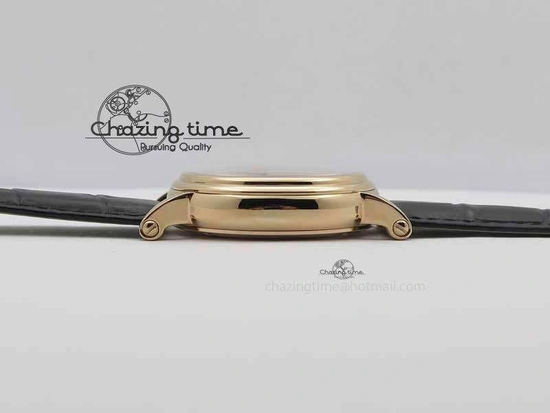 Classic Tourbillon Big Date RG White Textured Dial On Black Leather Strap