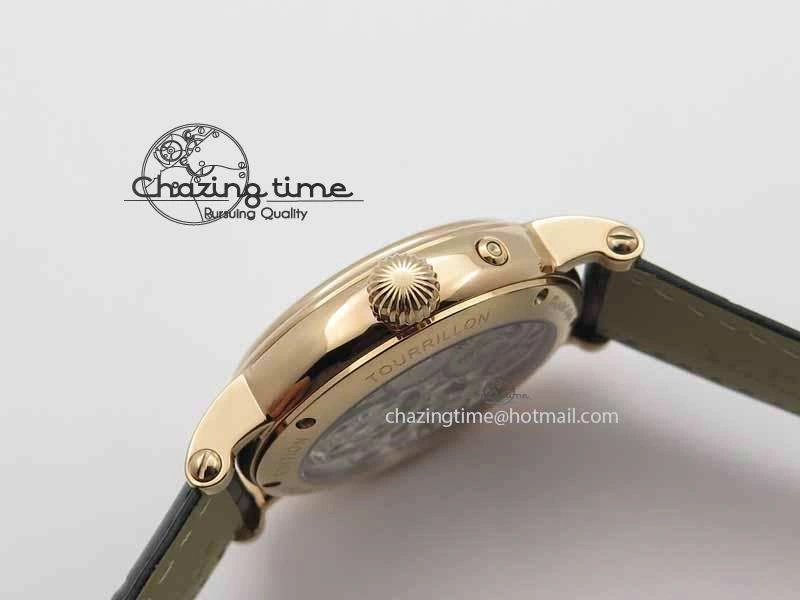 Classic Tourbillon Big Date RG White Textured Dial On Black Leather Strap