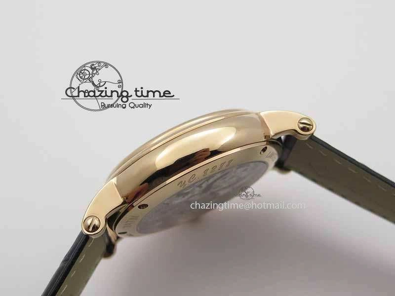 Classic Tourbillon Big Date RG White Textured Dial On Black Leather Strap