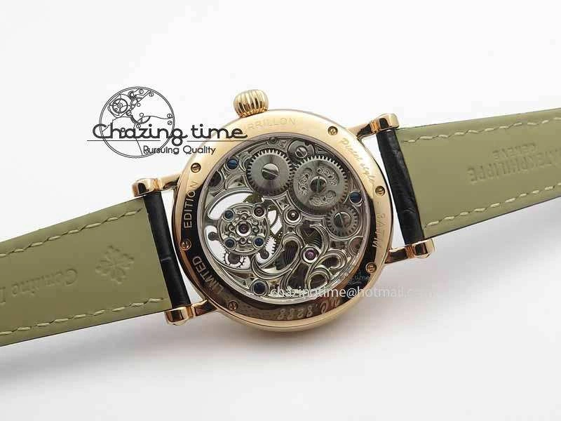 Classic Tourbillon Big Date RG White Textured Dial On Black Leather Strap