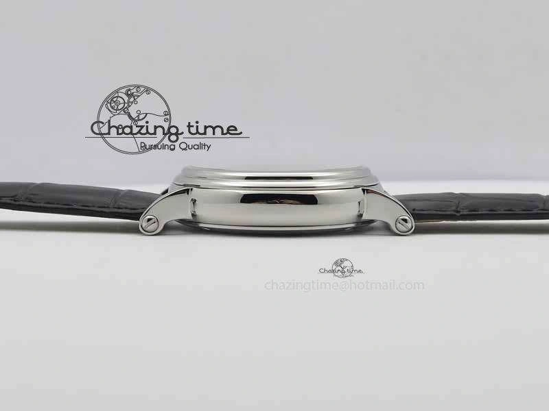 Classic Tourbillon Big Date SS White Textured Dial On Black Leather Strap