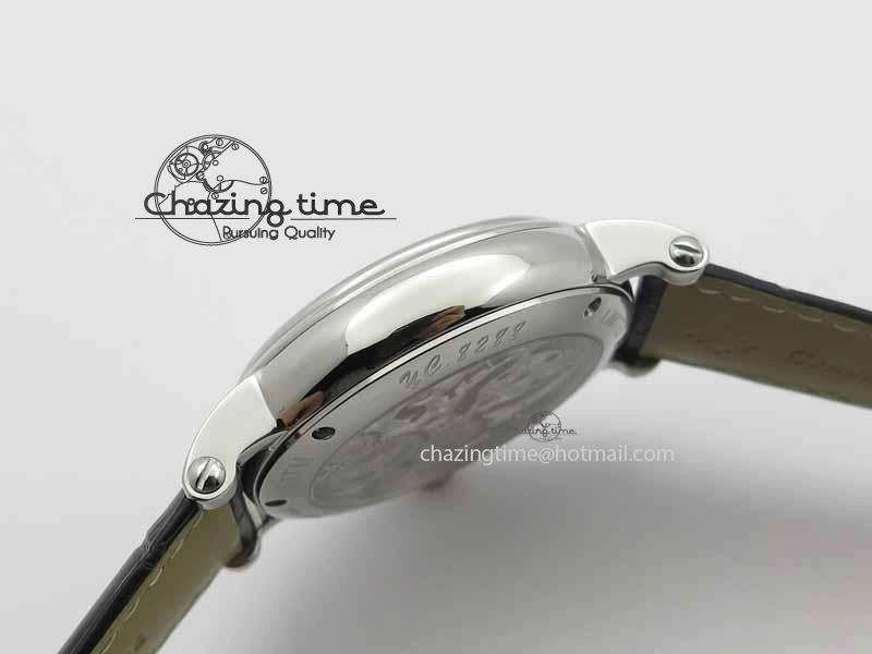 Classic Tourbillon Big Date SS White Textured Dial On Black Leather Strap