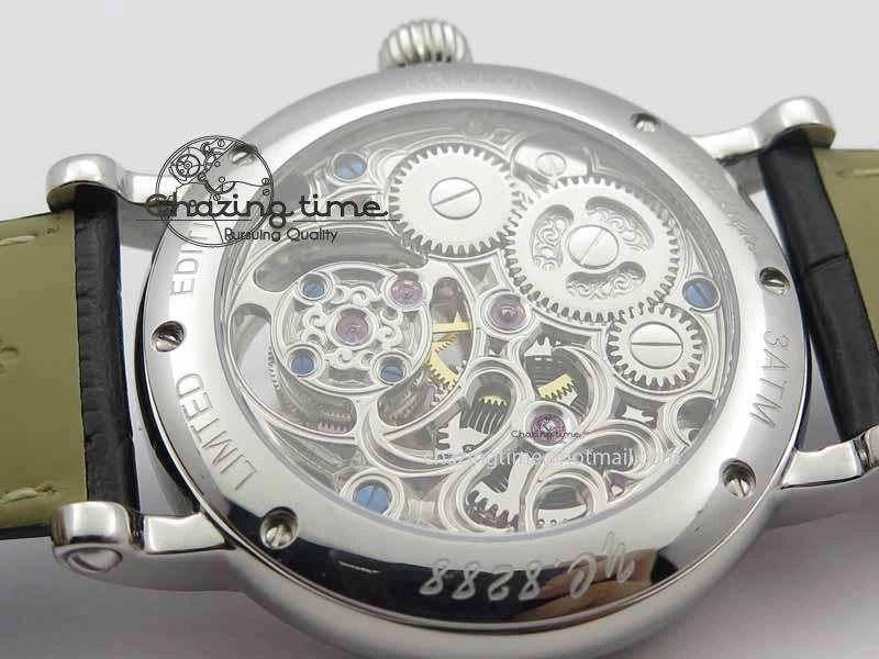 Classic Tourbillon Big Date SS White Textured Dial On Black Leather Strap