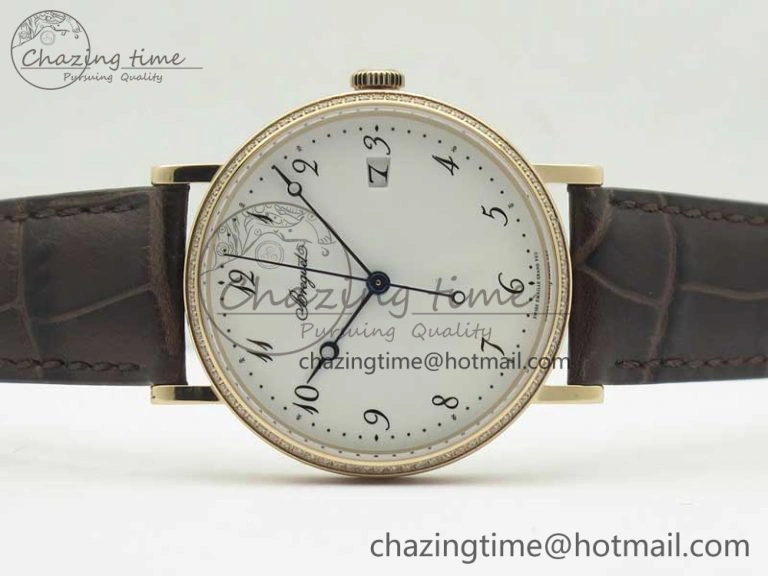 Classique Auto 5177 RG FK 1:1 Best Edition White Dial Diamonds Bezel on Brown Leather Strap MIYOTA 9015