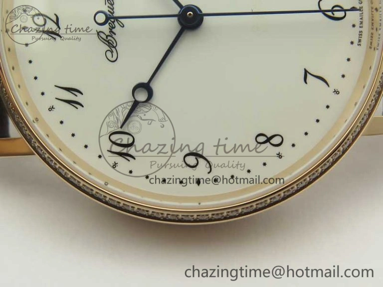 Classique Auto 5177 RG FK 1:1 Best Edition White Dial Diamonds Bezel on Brown Leather Strap MIYOTA 9015