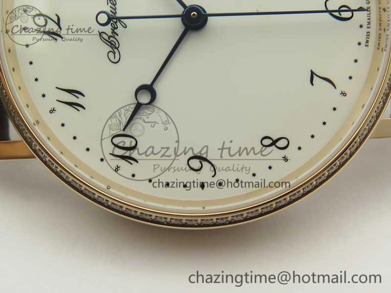 Classique Auto 5177 RG FK 1:1 Best Edition White Dial Diamonds Bezel on Brown Leather Strap MIYOTA 9015