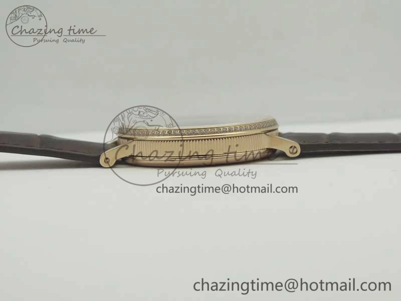 Classique Auto 5177 RG FK 1:1 Best Edition White Dial Diamonds Bezel on Brown Leather Strap MIYOTA 9015