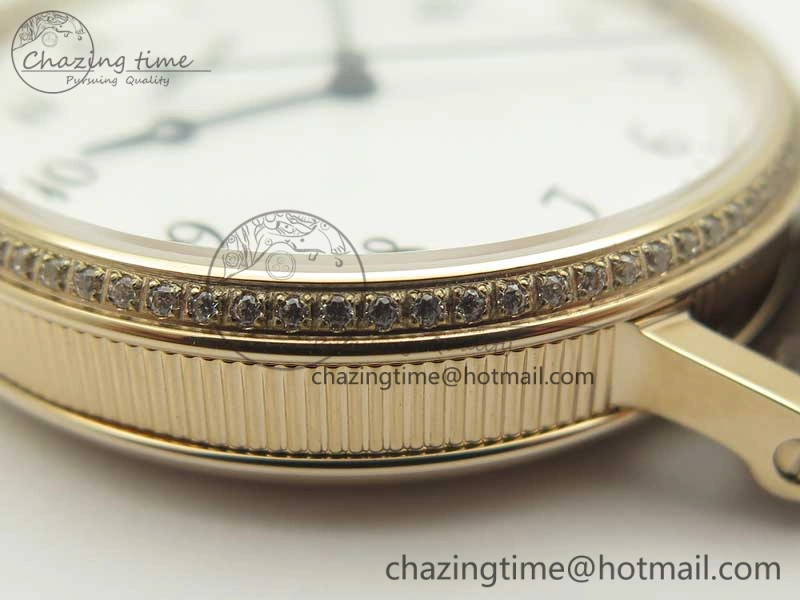 Classique Auto 5177 RG FK 1:1 Best Edition White Dial Diamonds Bezel on Brown Leather Strap MIYOTA 9015