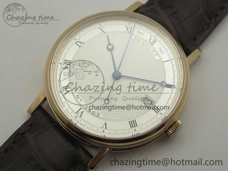 Classique Auto 5177 RG FK 1:1 Best Edition White Hobnail Textured Dial on Brown Leather Strap MIYOTA 9015