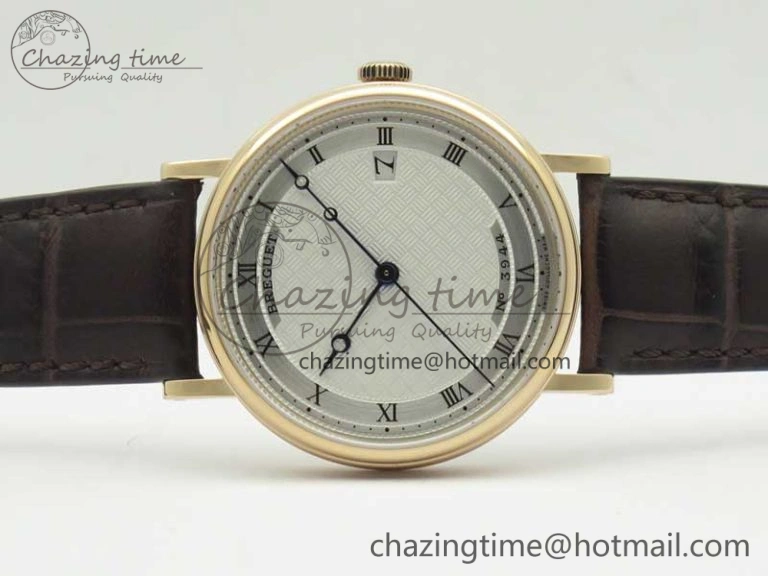 Classique Auto 5177 RG FK 1:1 Best Edition White Plaid Textured Dial on Brown Leather Strap MIYOTA 9015
