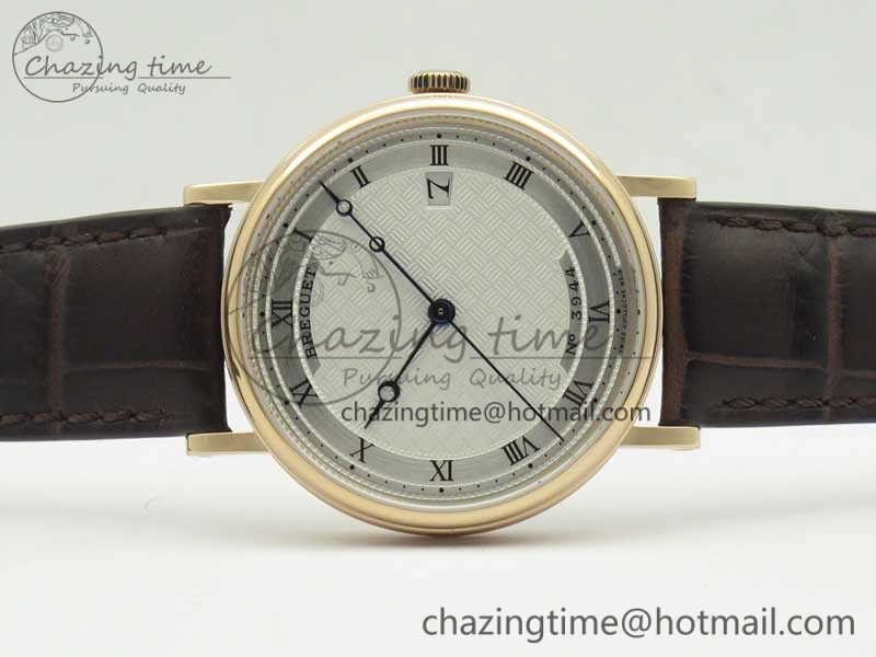 Classique Auto 5177 RG FK 1:1 Best Edition White Plaid Textured Dial on Brown Leather Strap MIYOTA 9015