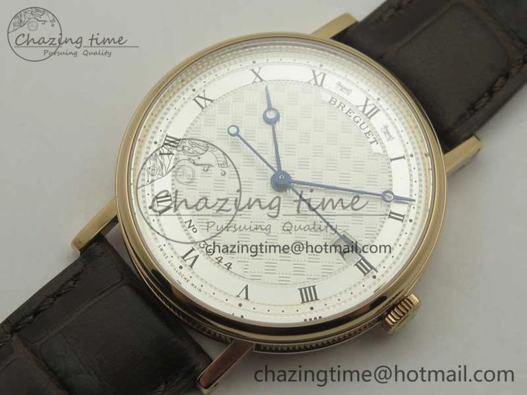 Classique Auto 5177 RG FK 1:1 Best Edition White Plaid Textured Dial on Brown Leather Strap MIYOTA 9015