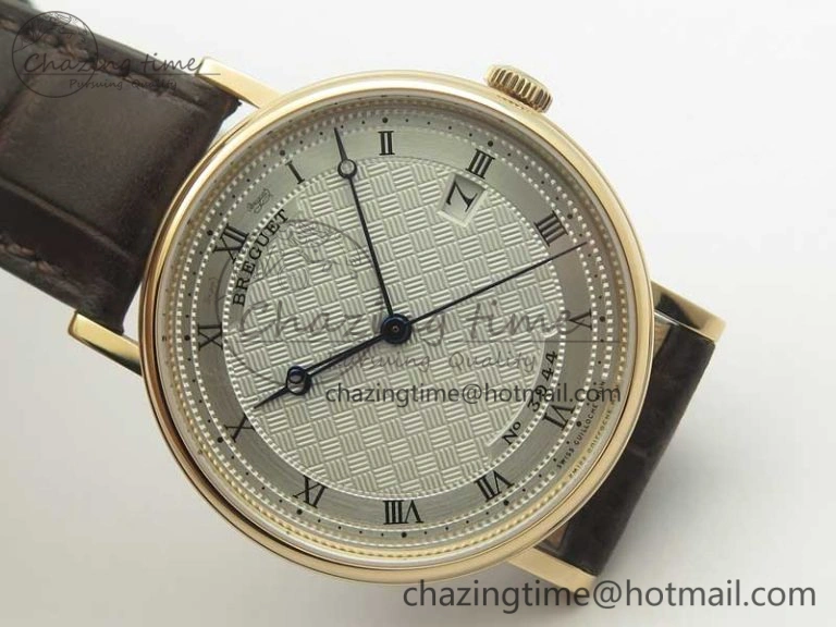 Classique Auto 5177 RG FK 1:1 Best Edition White Plaid Textured Dial on Brown Leather Strap MIYOTA 9015