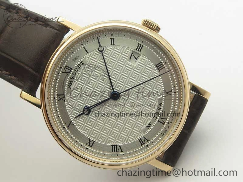 Classique Auto 5177 RG FK 1:1 Best Edition White Plaid Textured Dial on Brown Leather Strap MIYOTA 9015