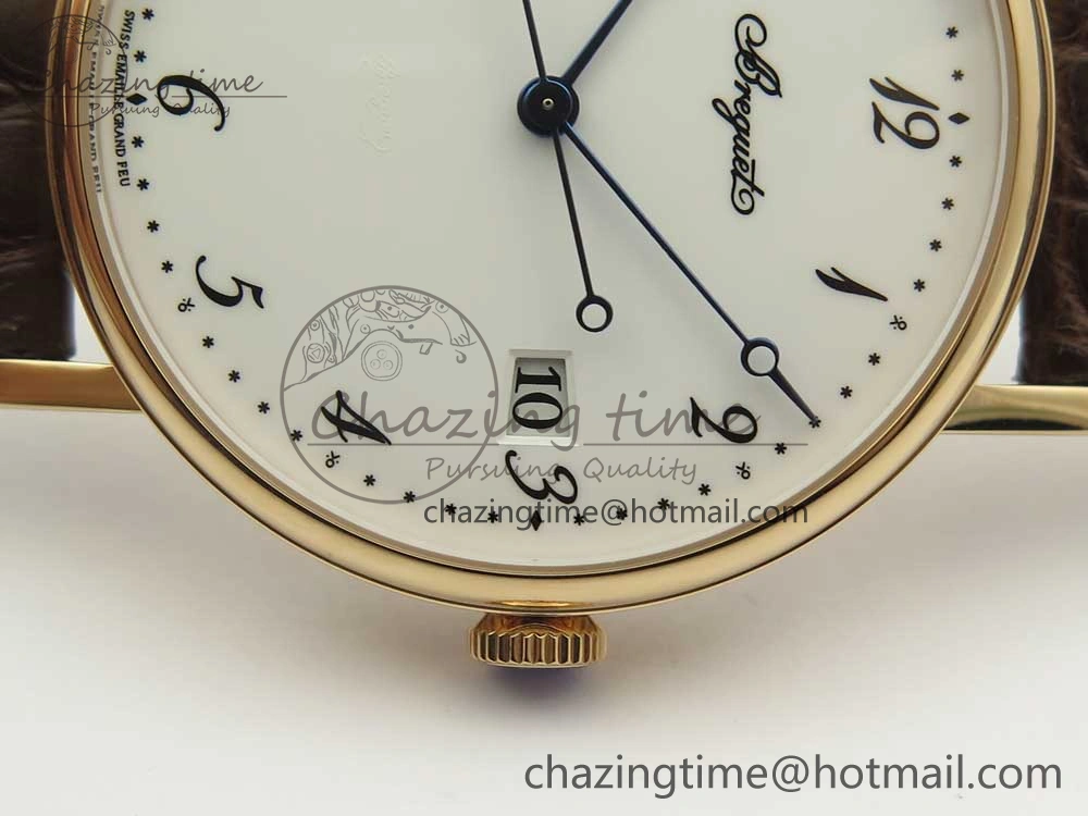 Classique Auto 5177 RG MK 1:1 Best Edition White Dial On Brown Leather Strap A777Q V2