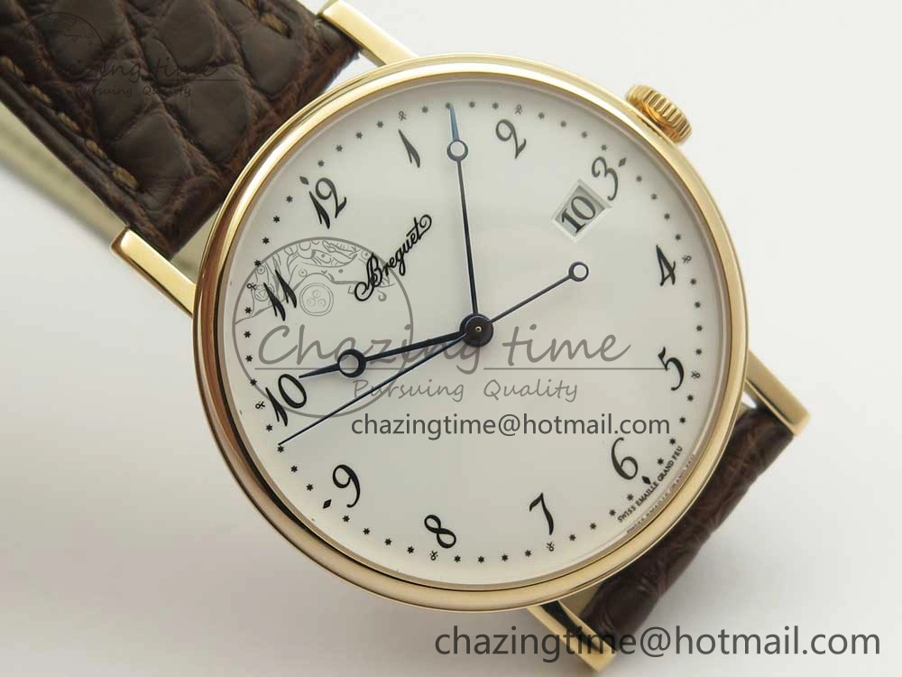 Classique Auto 5177 RG MK 1:1 Best Edition White Dial On Brown Leather Strap A777Q V2
