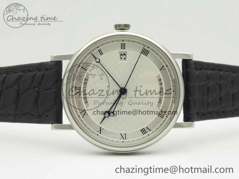 Classique Auto 5177 SS 3944 MK 1:1 Best Edition White Dial Numeral Markers On Black Leather A777Q V2