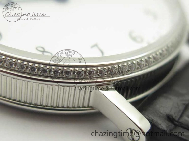Classique Auto 5177 SS FK 1:1 Best Edition White Dial Diamonds Bezel on Black Leather Strap MIYOTA 9015