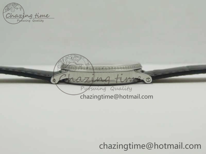 Classique Auto 5177 SS FK 1:1 Best Edition White Dial Diamonds Bezel on Black Leather Strap MIYOTA 9015