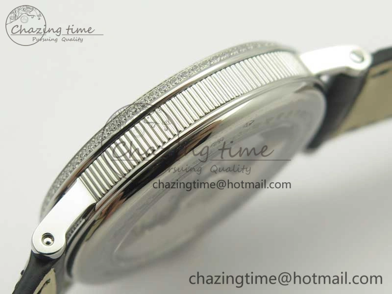 Classique Auto 5177 SS FK 1:1 Best Edition White Dial Diamonds Bezel on Black Leather Strap MIYOTA 9015
