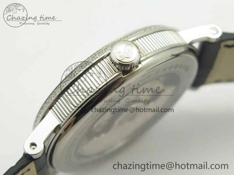 Classique Auto 5177 SS FK 1:1 Best Edition White Dial Diamonds Bezel on Black Leather Strap MIYOTA 9015