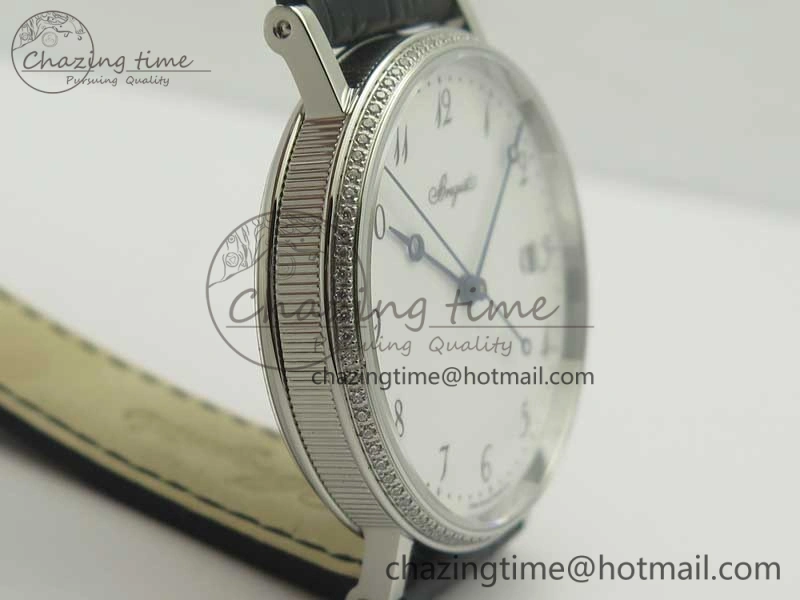Classique Auto 5177 SS FK 1:1 Best Edition White Dial Diamonds Bezel on Black Leather Strap MIYOTA 9015