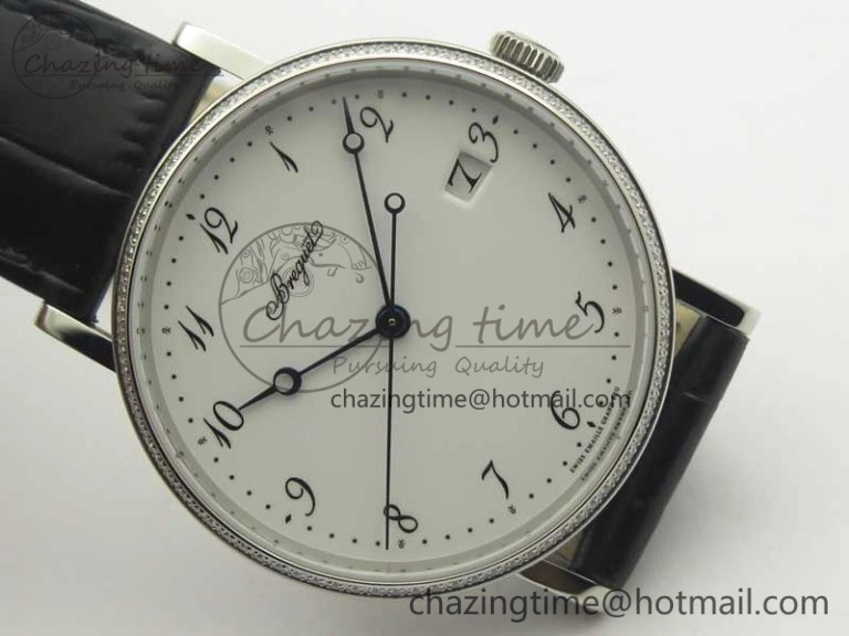 Classique Auto 5177 SS FK 1:1 Best Edition White Dial Diamonds Bezel on Black Leather Strap MIYOTA 9015
